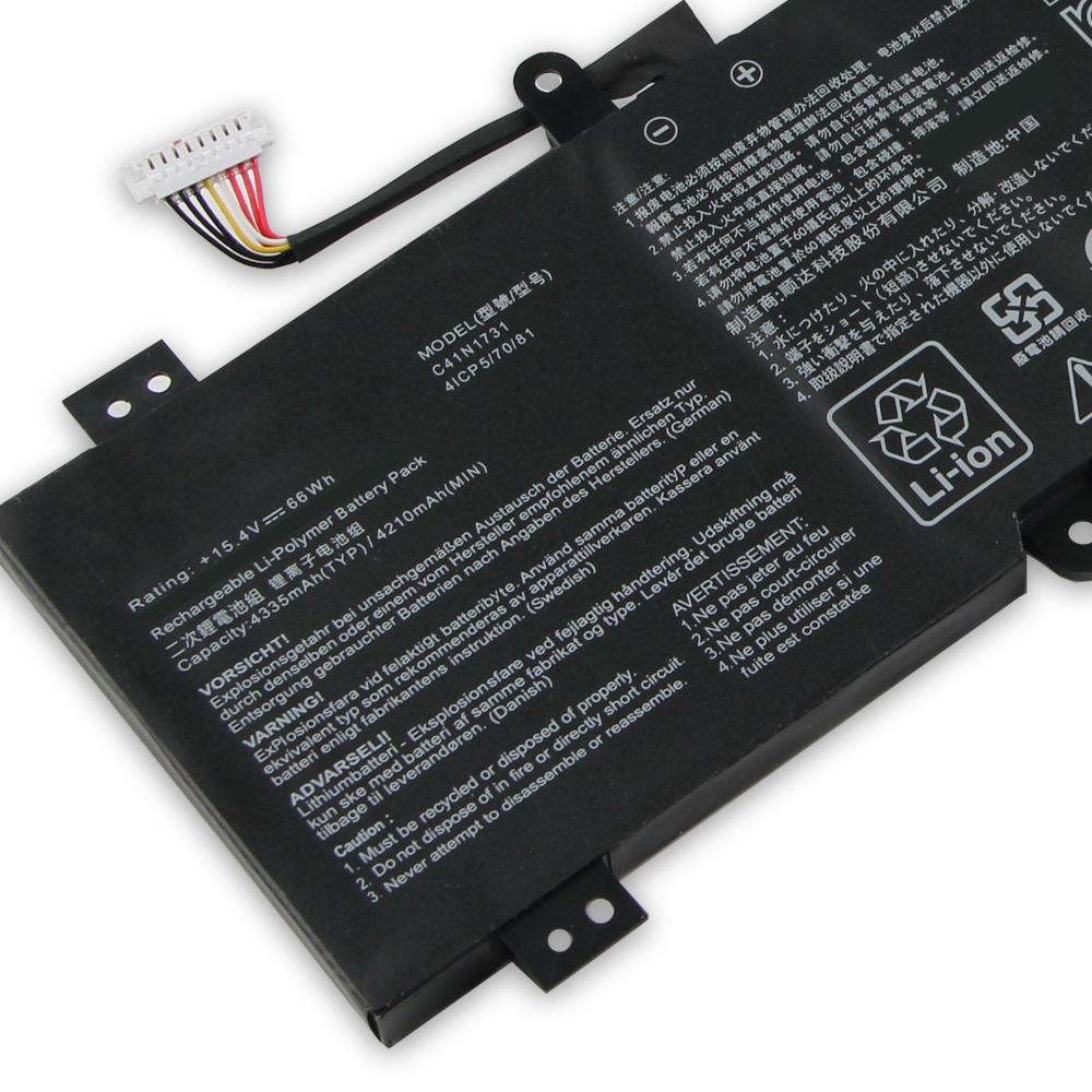 NEW Replacement Battery For ASUS ROG LG531G GMG712L G731GU LG532L  GL504 GL504G GL504GM GL504GW G731GU G731GV C41N1731 Laptop Battery 4210mAh