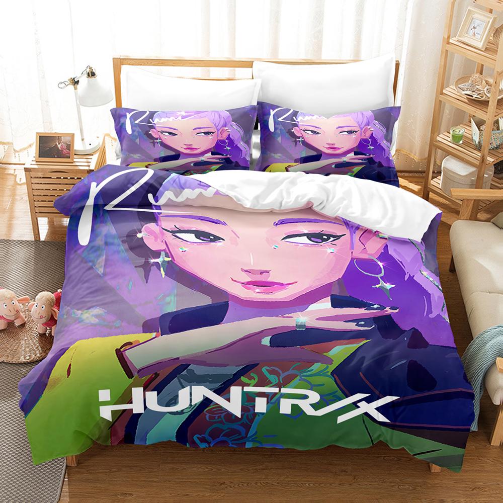 K-POP Demon Hunters Bedding Set Queen King Size EU Single Quilt Bed Cover Duvet Cover Sets With Pillowcases For Girls Birthday