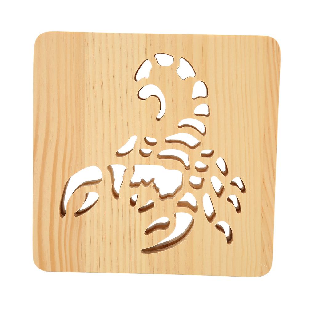 Wooden 3D Lamp Cool Scorpion Style USB Connection Warm Romantic Aid Sleeping LED Night Light for