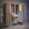 5 Piece Bathroom Furniture Set Sonoma Oak Engineered Wood and Glass