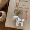 Stuffed Animal Embroidered Horse Keychain Cute Horse Year Key Chain Cloth Pony Pendant  anging