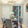 Retro Flowers Colorful Stained Glass Window Film Pattern Non-adhesive Window Decals Static Clings Non-Adhesive Window Stickers