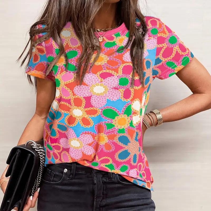 Γυναικείο Καλοκαιρινό T-Shirt  Μοτίβο Μόδα Μοτίβο Λεοπάρ Κοντομάνικο Μπλουζάκια Casual   Μπλούζες με Μοτίβο