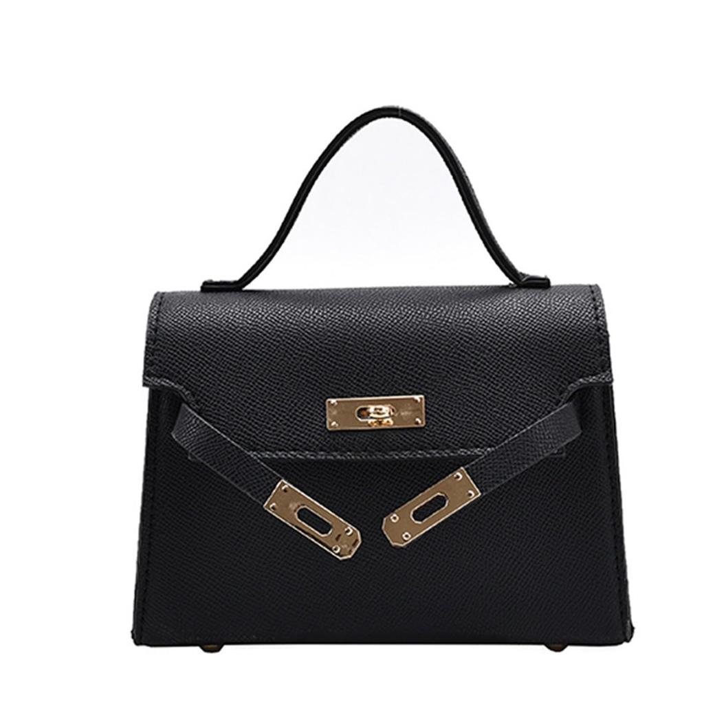 Elegant Women's Faux Leather Handbag Classic Red, Top Handle Purse with Secure Lock Closure and Detachable Strap