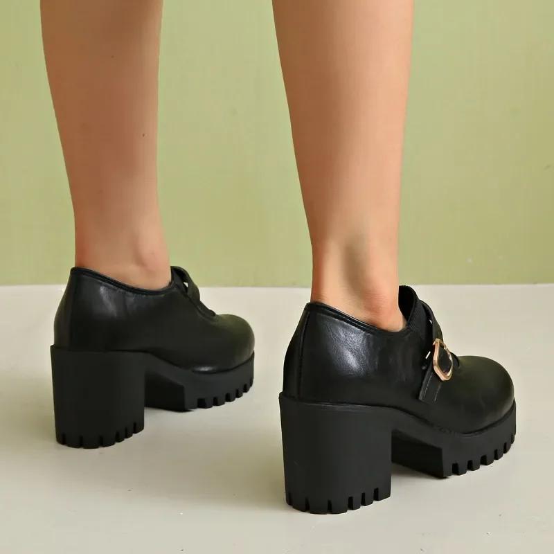 Shallow Office and Career Women's High Heels Buckle Strap Fashion 2024 Brand Women's Shoes Hot Sale Plus Size Solid Heels Women