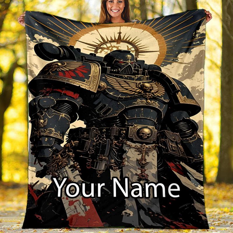 Custom Name Warhammer 40K Theme Printed Blanket - Perfect for Couch, Bed, Travel & Outdoor Use | Machine Washable, Cozy & Durable.