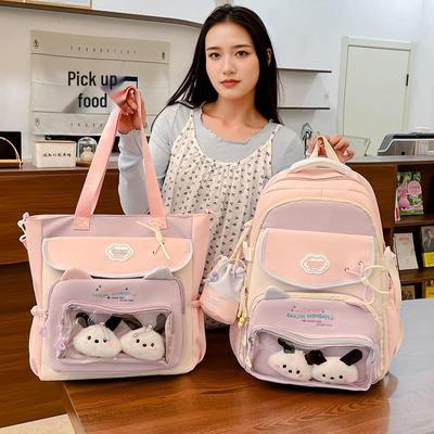 High-Value College Style Oxford Cloth Backpack for Middle School Girls - Cute Cartoon Doll Design