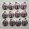 Wholesale 12pcs/lot Fashion Natural Stone Alloy Tree of Life Mix Pendants for Necklaces Jewelry Accessories Making Fast Shipping