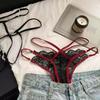 Women Sexy Lace Panties Low-waist G String Breathable Hollow Out Solid Color Thongs
