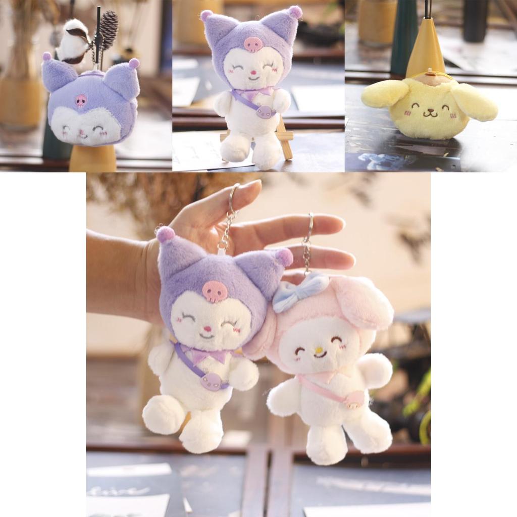 Cute Sanrio Characters Plushies Kuromi Cinnamoroll Melody Backpack Keychain