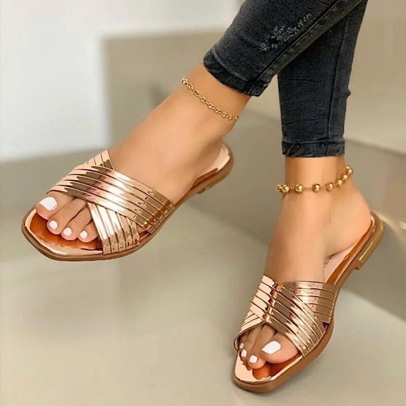 New Women's Comfortable Flat Open Toe Casual Outdoor Slide Sandals