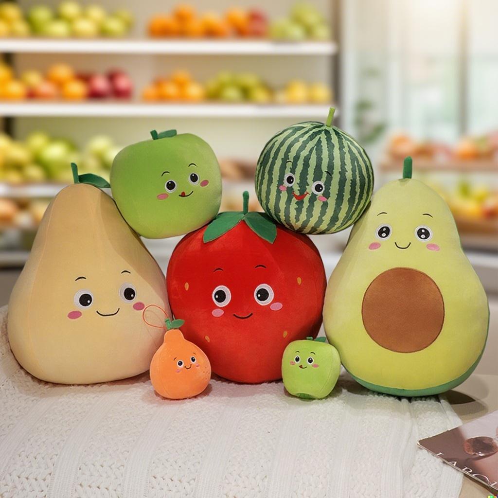 Simulation Fruit Plush Toy Stuffed Watermelon Strawberry Orange Pear Avocado Apple Pillow Soft Food Doll Kids Birthday Gift