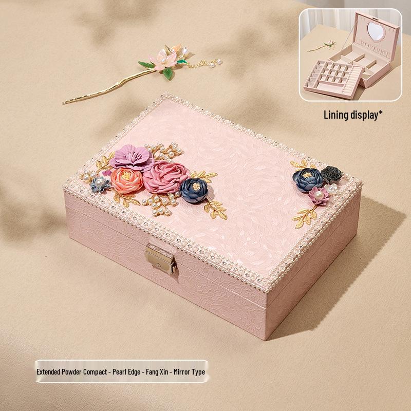 Exquisite High-End Floral Jewelry Box - Luxurious Ornament Storage for Birthday Gifts