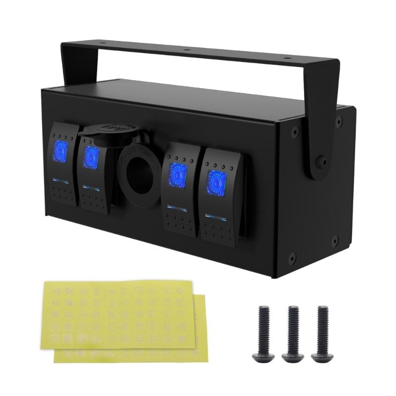 Convenient 4 Gang Rockers Toggle Switches Box with USB Charging Ports for Boats