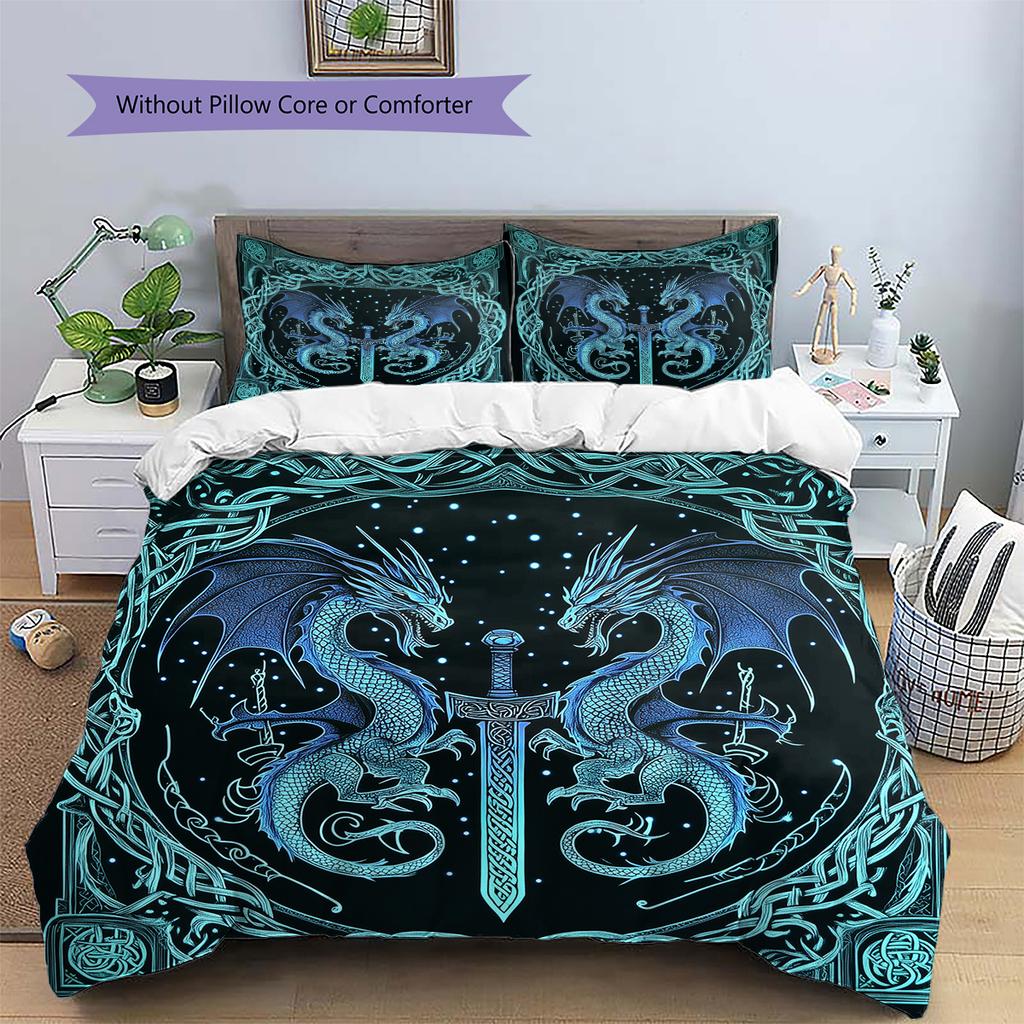 Viking axe and sword  Pattern Bedding Quilt Set Quilt Cover Pillowcase Home Decoration  Gift (1 * duvet cover + 2 * pillowcase, without core)
