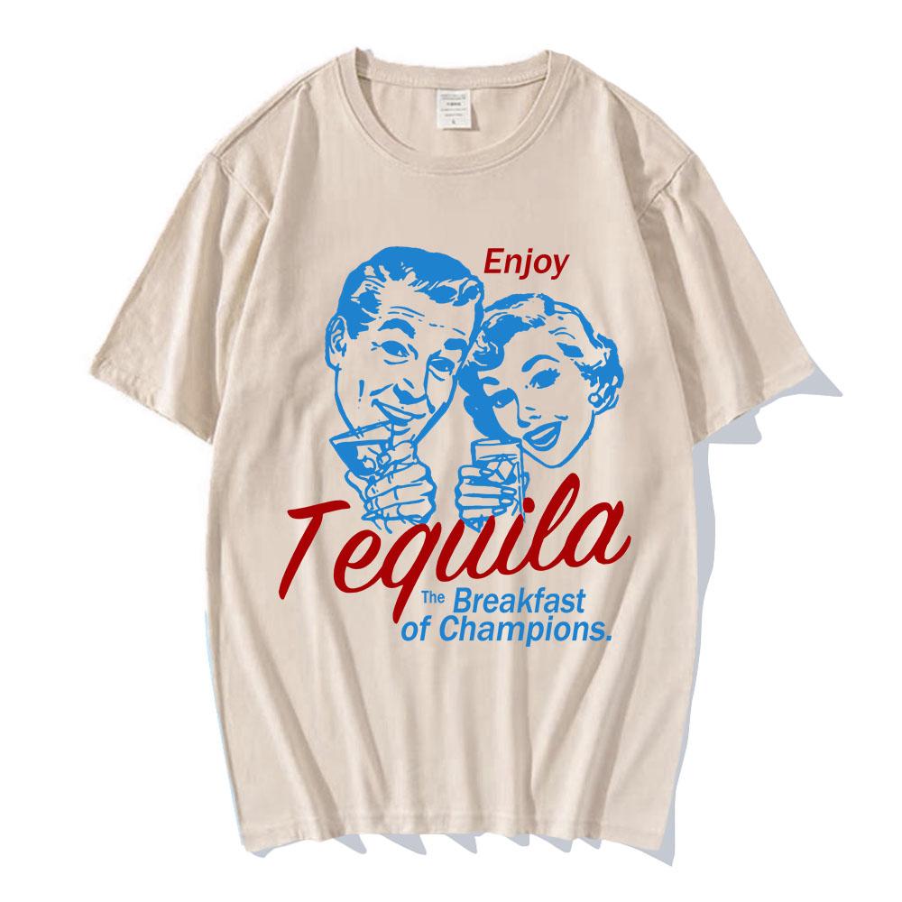 Enjoy Tequila Retro Graphic Tees UnisexWomen Cute Funny Alcohol Drinking TShirts Vintage Fashion T Shirts Cotton Unisex Clothing S