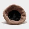 Women Girls Tie Dye Rainbow Fuzzy Faux Fur Warm Bucket Hat Winter Fisherman Cap