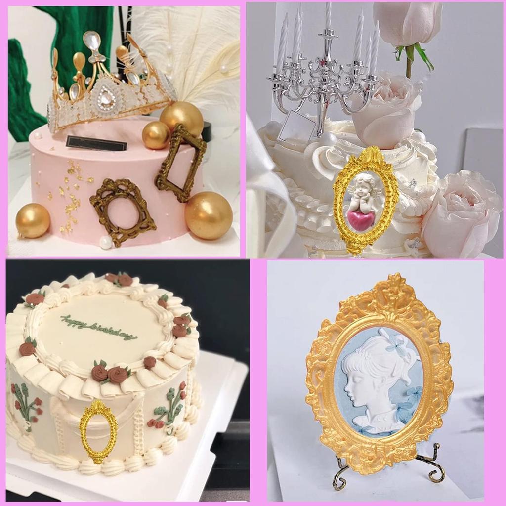 ZiXiang Photo Frame Silicone Molds Baroque Style Picture Frames Fondant Mold For Cupcake Topper Cake Decoration Chocolate Candy Polymer Clay Gum
