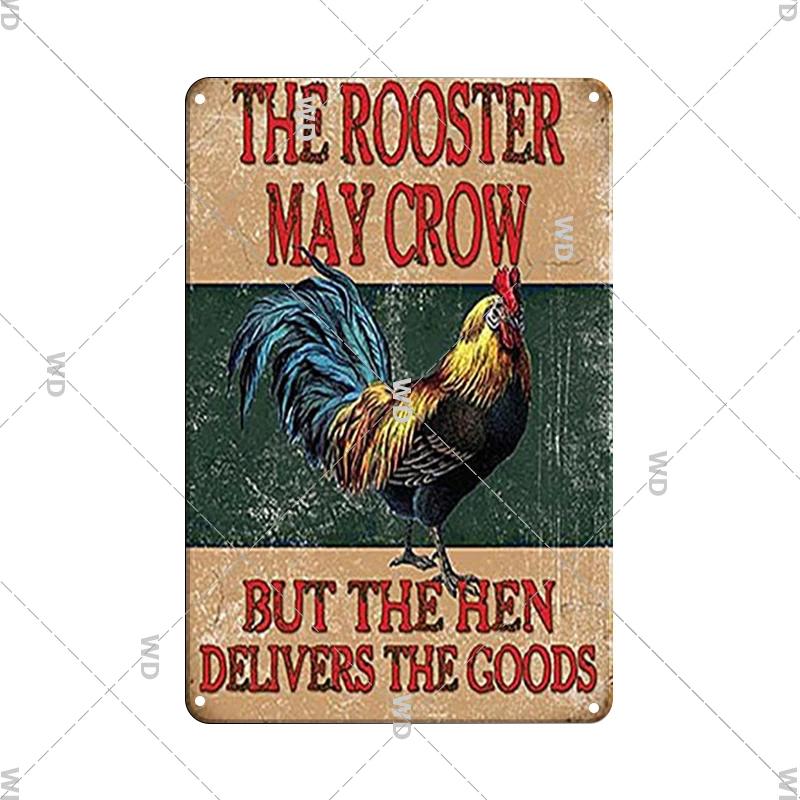 Metallskyltar Färska Ägg Fluffy Butt Hut Kyckling Retro Plåtskylt Vintage Rolig Utomhus Väggplakett Trädgård Gårdsskyltar Hönshus Dekor