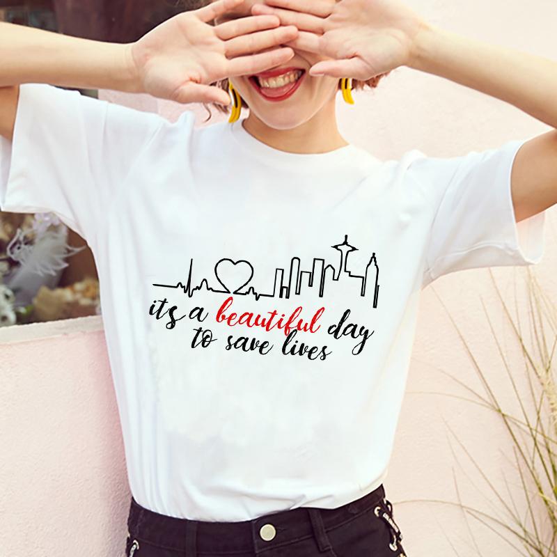 2024 Summer T-shirts Women Greys Anatomy You're My Person Graphic Lady T Shirts Kawaii Tops Korean Fashion Y2k T-shirt White Top