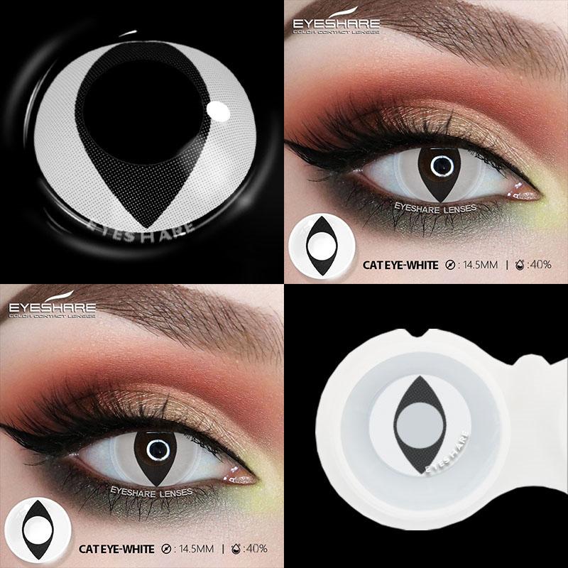 2Pcs Cosplay Contact Lenses for Eyes Colored Red Contacts Lens Cosmetic Black Pupil Lens Yearly Halloween White Lenses