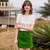 Women's French Elegant Beaded Pleated Short Sleeve Blouse