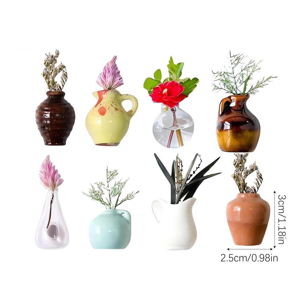 8 Pieces Tiny Vase Fridge Magnets Cute Creative 3D Modern Decorative Statue for Kitchen Offices Home Fun Decor