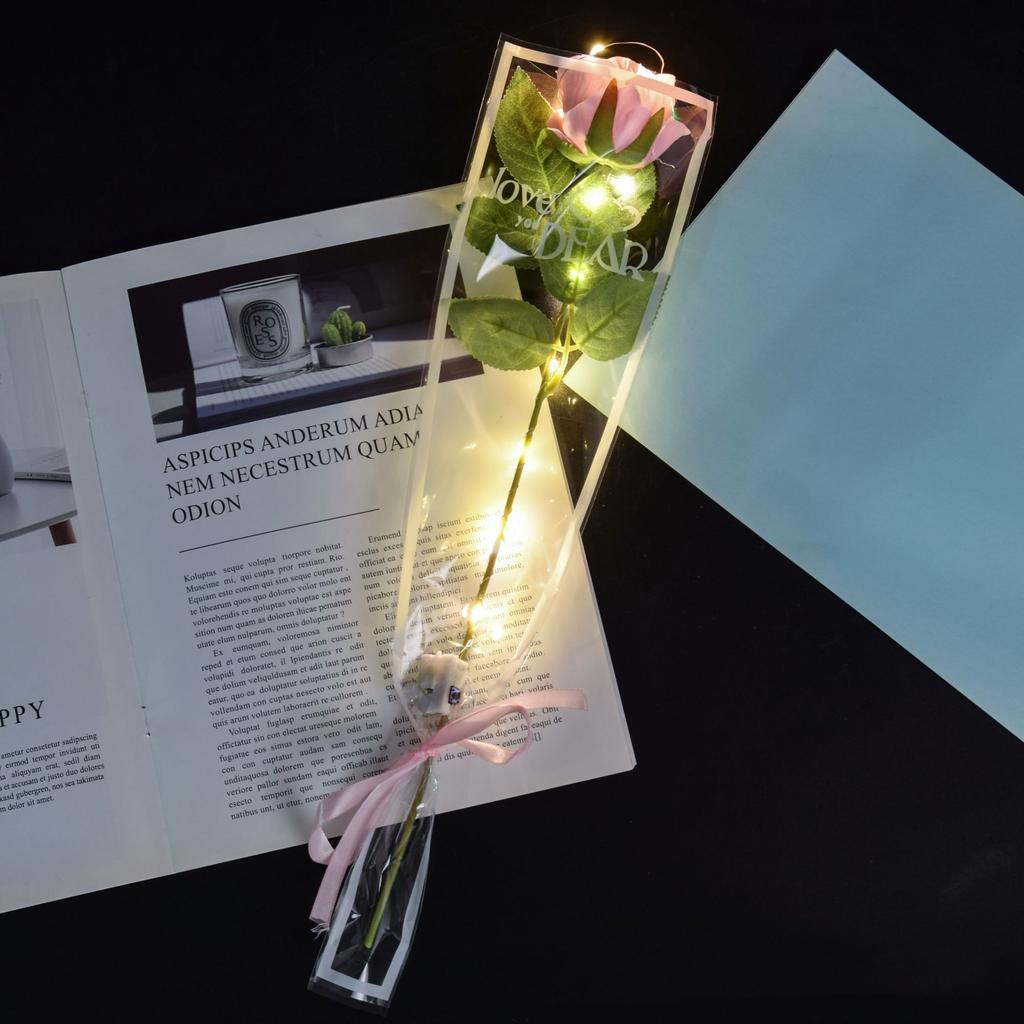 1pcs Led Light Up Glowing Roses Red Flower Bouquet Led Flash Handheld Valentine's Day Glow Party Wedding Decoration