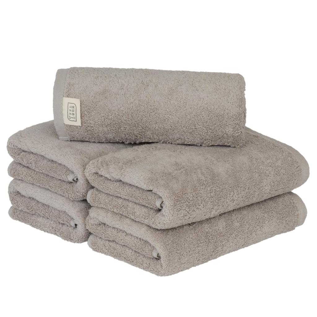 Towel Laboratory Mini Bath Light Set of Fast JapanTechnology [Volume Rich] #003 Towels, Gray, 5, Hotel-Quality, Thick, Fluffy, High-Breathability,