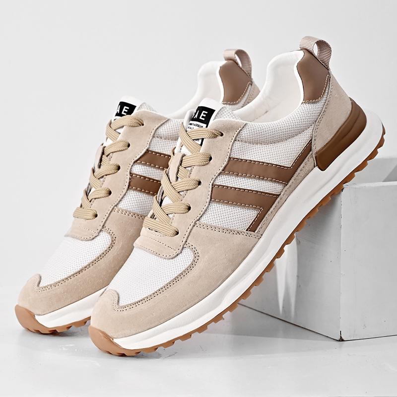 Suede Leather Casual Shoes Fashion Lace-up Mens Sneakers Leisure Non-Slip Treking Footwear Travel Outdoor Footwear Male Trainers