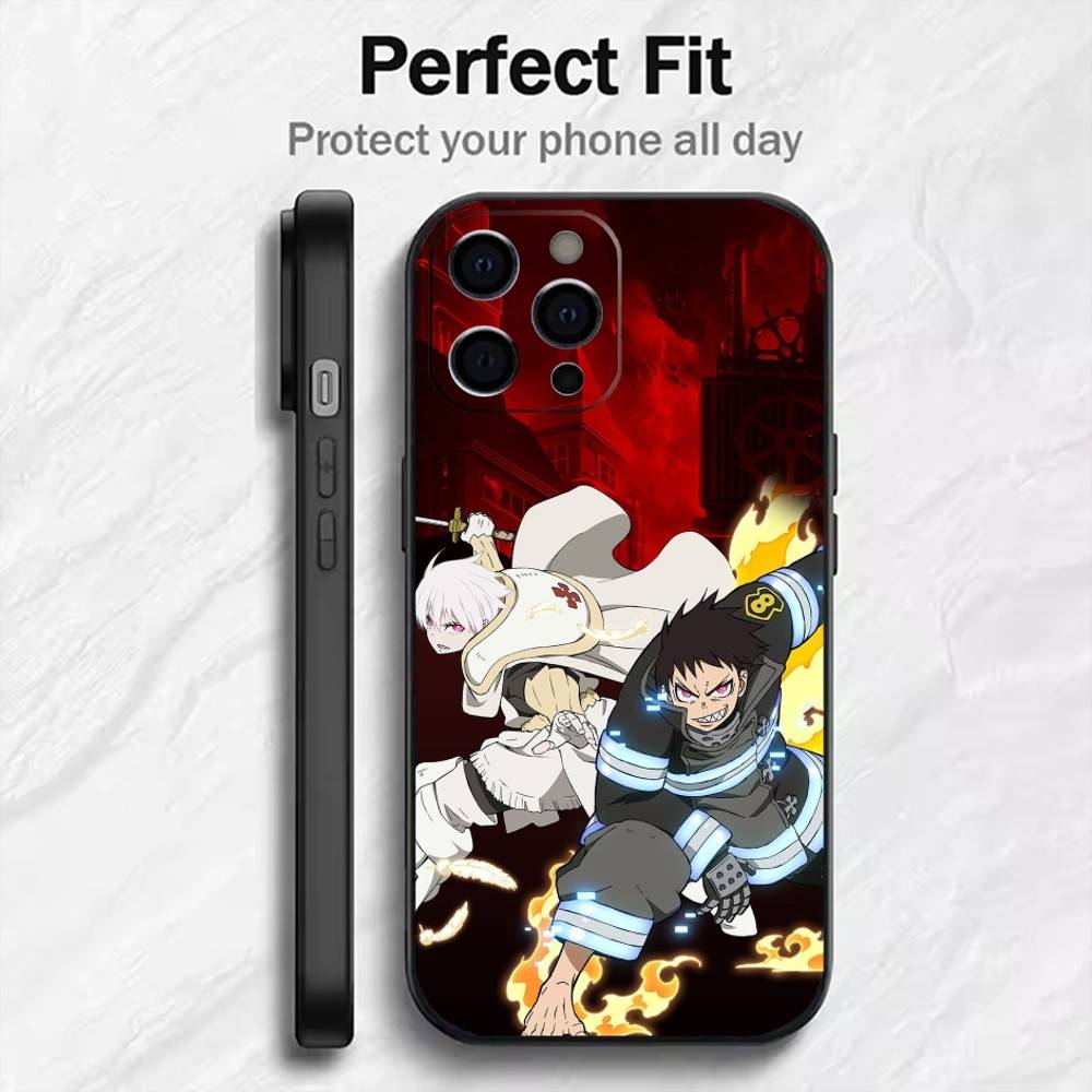 F-Fire F-Force  Phone Case For iPhone17,16,15,14,13,12 Plus,Max Soft Silicone Black Cover