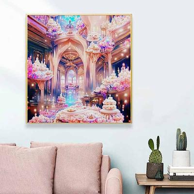 New Arrival 5D DIY Full Circle Diamond Painting "Pink Palace" Embroidery Cross Stitch Home Decor Gift