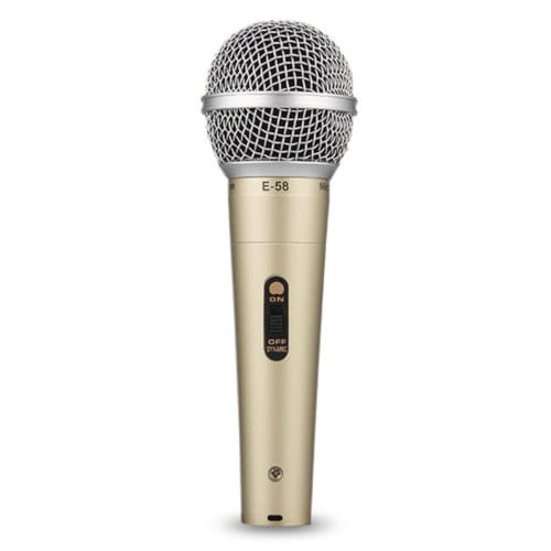 Fujirec Dynamic Microphone with XLR Phone Cable, Wired Handheld Microphone for Vocals, Narration, Karaoke, and DTM, with Switch, Unidirectional (Gold)