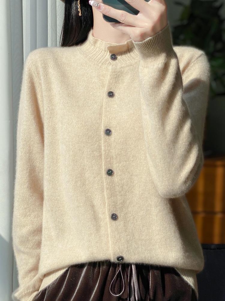 Women's Ruffle Wool Cardigan: Soft, Skin-Friendly, 100% Wool, Versatile Autumn and Winter Outerwear.