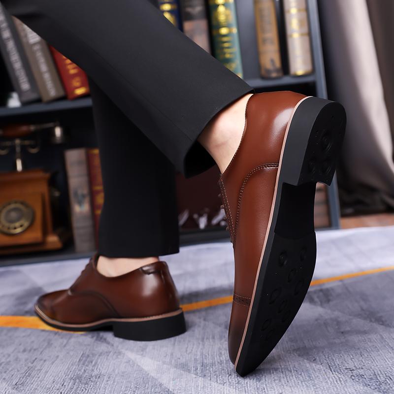 Men Leather Shoes Lace Up Business Dress All-Match Casual Shoes Outdoor Shock-Absorbing Footwear Wear-Resistant Big Size 48