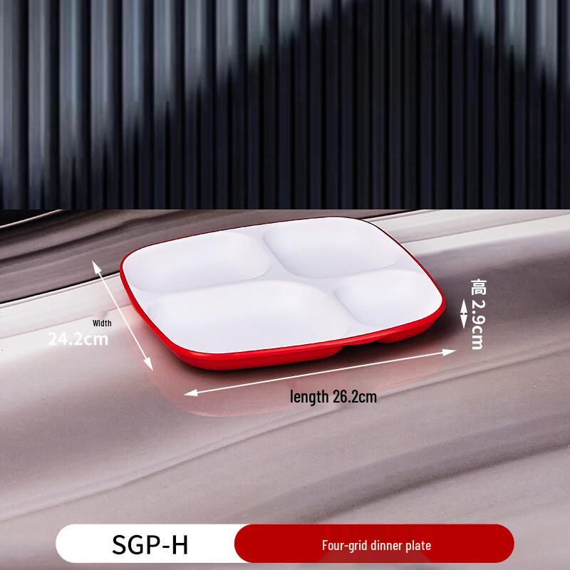 

Red & White Divided Fast Food Plate Set