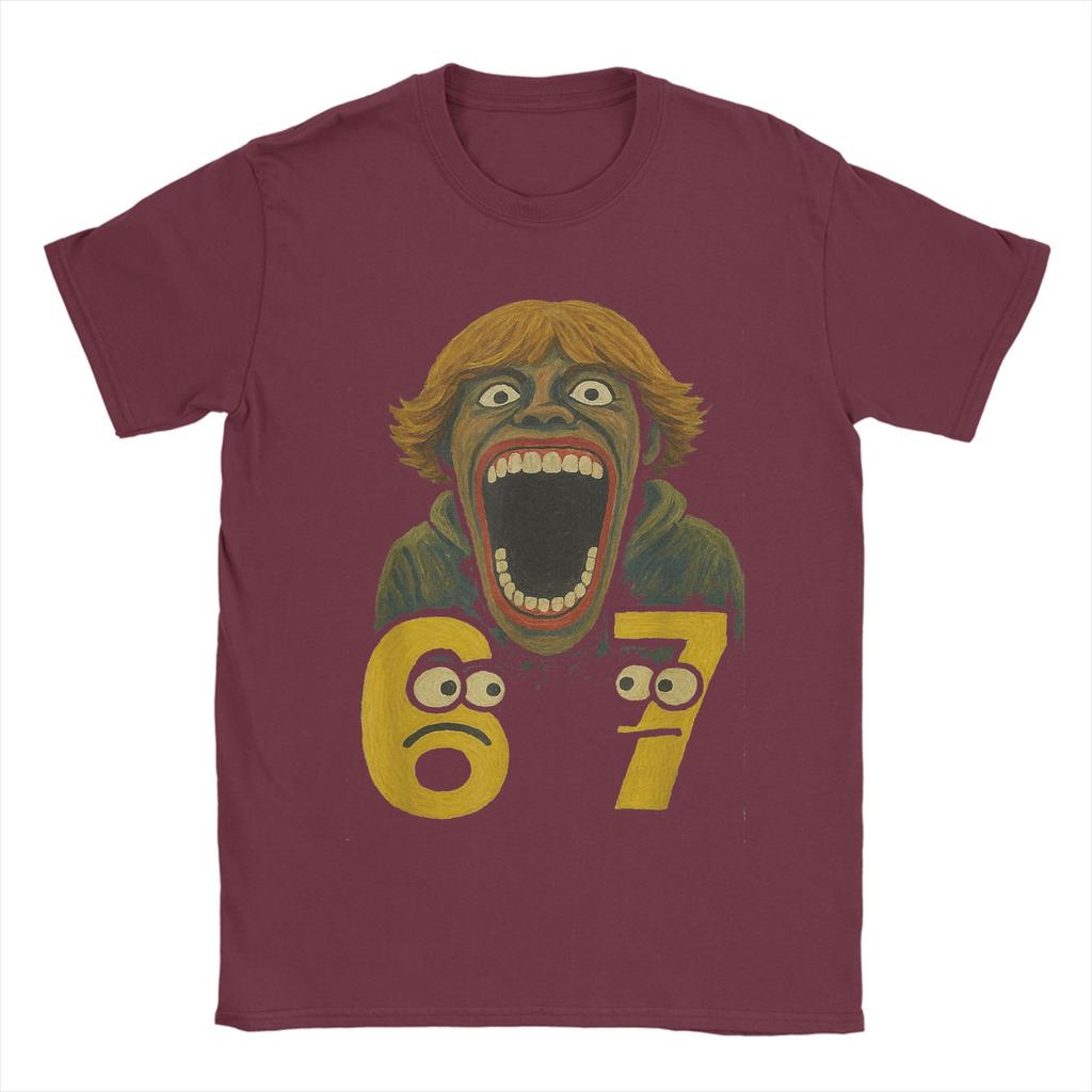 Awesome 67 Six Seven 6 7 Meme Funny T-Shirt Men Round Collar T Shirt Gen-Alpha Slang Short Sleeve Tees Graphic Printed Clothing