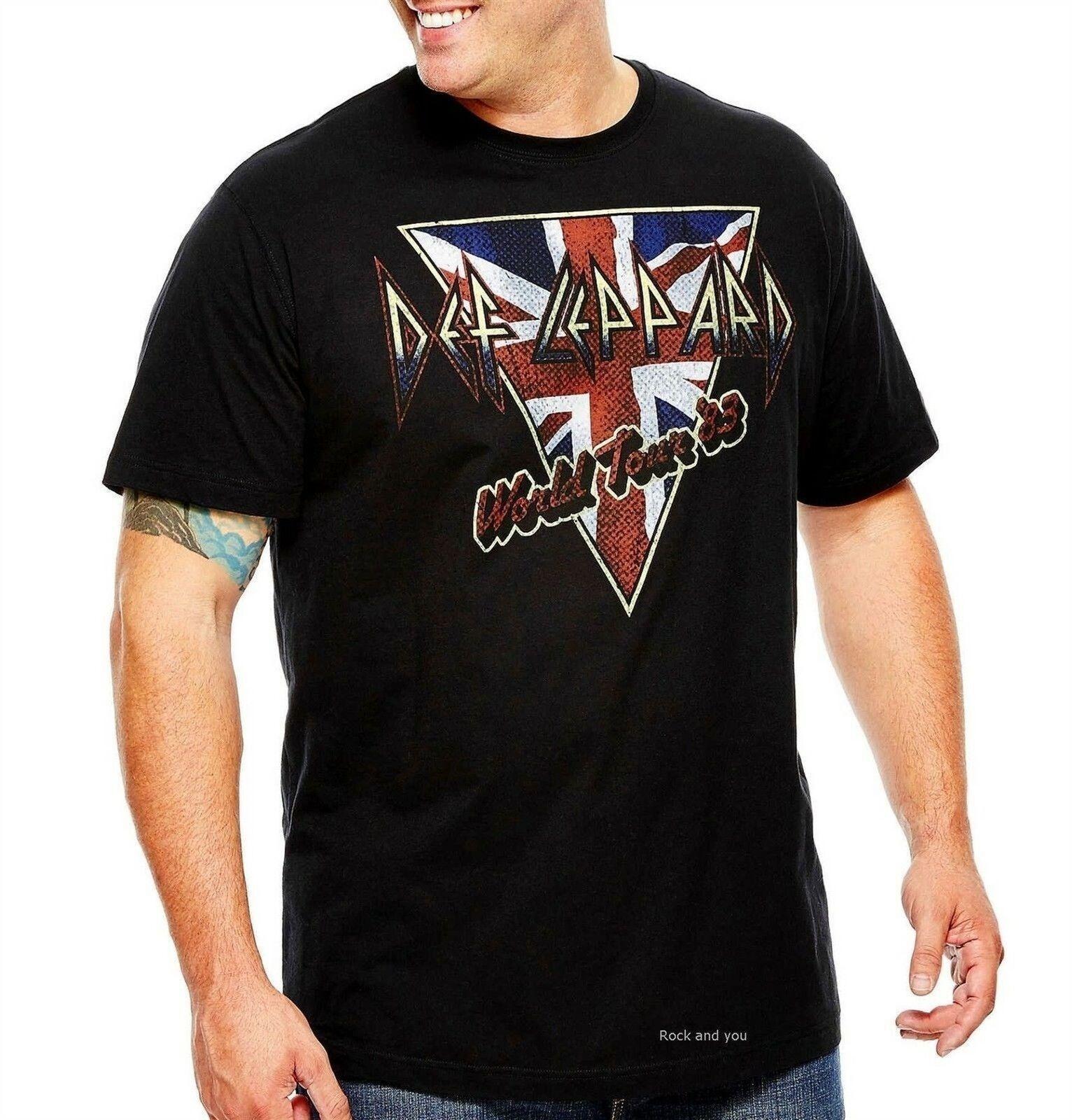 

Def Leppard T Рубашка Word Tour 83 Металл Рок футболка Unisex O-Neck Sleevelesss Случайные Мягкие Ти Мужчины Одежда
