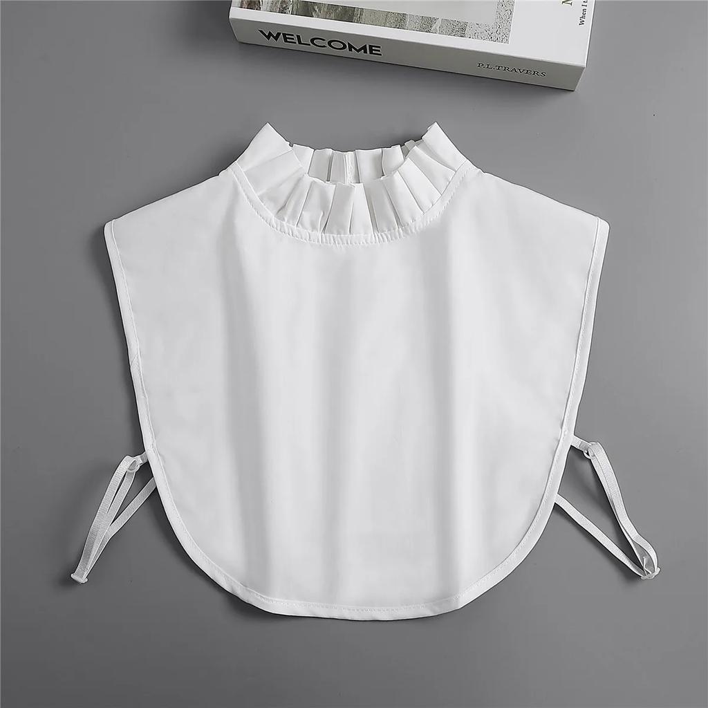 Female Stand Ruffle Shirt Fake Collar Womens Detachable False Collar White/Black/Pink Sweater Blouse Top Faux Collar Neckwear