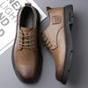 Fashion Spring Autumn Big Head Cargo Shoes for Men Solid Color Leisure Driving Shoes Male Soft Soles Business Round Toe Leather Shoe Man
