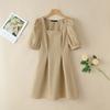 ZANZEA Summer Square Collar Short Sleeve Casual Short Dress