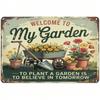 Vintage Metallposter Wandkunst, Willkommen in meinem Garten Schild für Badezimmer
