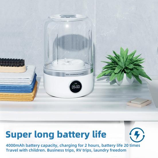 Portable Mini Washing Machine Underwear Washer Large Capacity Rechargeable Ultrasonic Washing Machine Cordless Laundry Machine