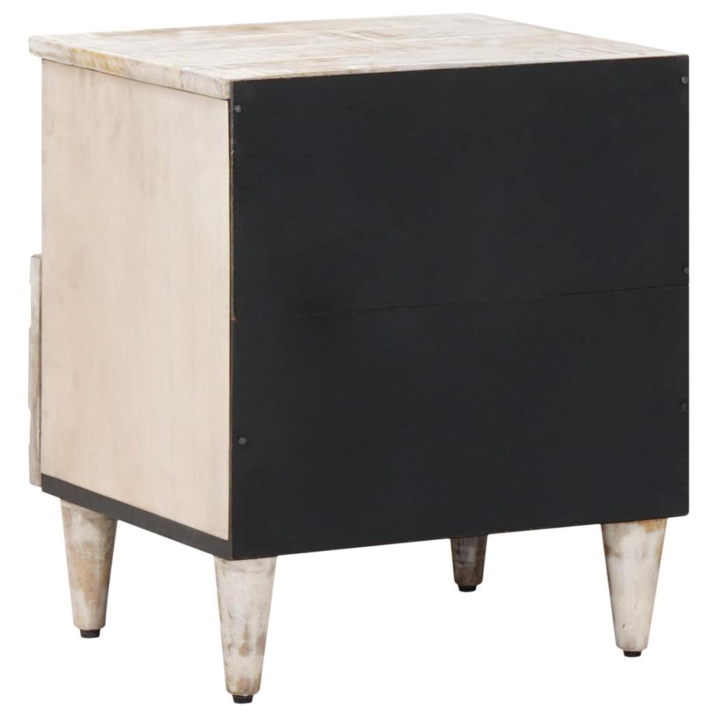 Bedside Table 2 pcs White 40 x 33 x 46 cm Solid Mango Wood