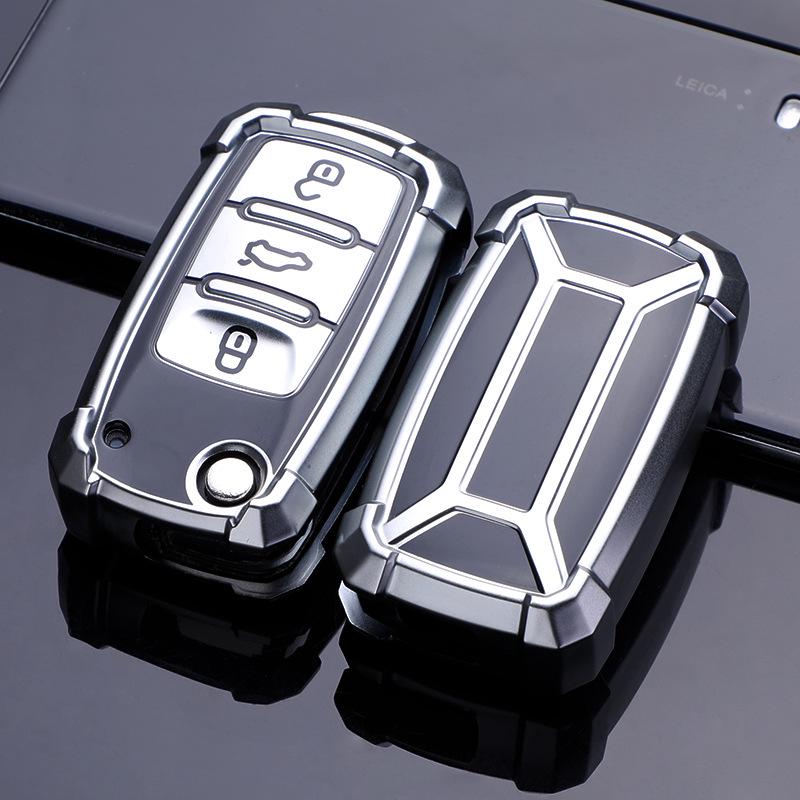 Volkswagen Key Fob Cover: Fits Lavida, Bora, POLO, Jetta, Santana, Sagitar, Tiguan - Mecha Style Key Shell with Buckle.