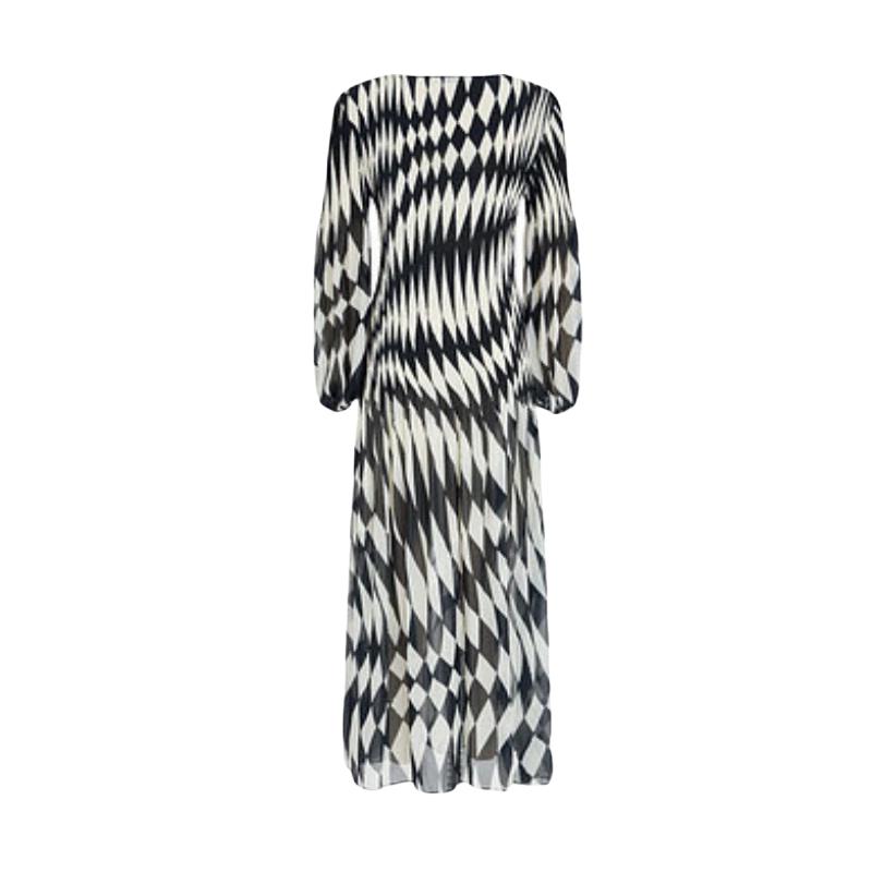 

Edition Women s Fall Vintage Palace Style Black & White Plaid Pleated Maxi Dress S