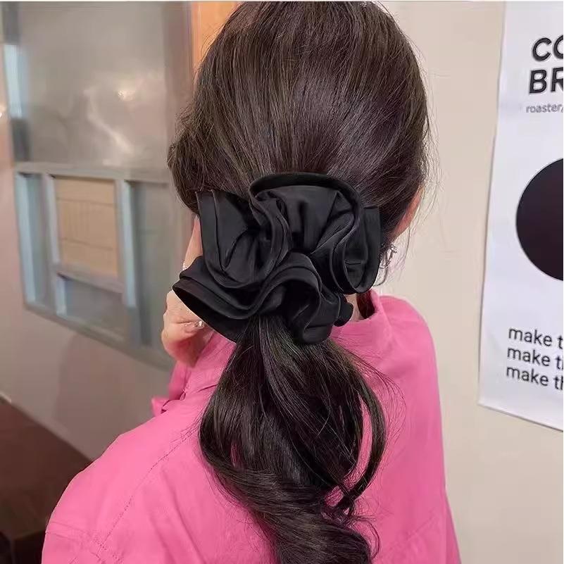Satin Fungus Edge Hair Ring Female High-end Solid Color Scrunchie High Elastic Hair Accessories
