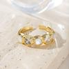 Women'S 18K Gold Plated Adjustable Open Ring With White Opal & Clear Cubic Zirconia Stones, Minimalist Stackable Statement Jewel