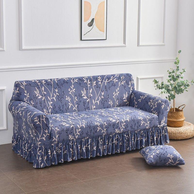 Classic Elastic Printed Sofa Slipcover with Skirt - Universal Furniture Protector for Armchair, Loveseat, 3-Seater, 4-Seater, and Sectional Sofas