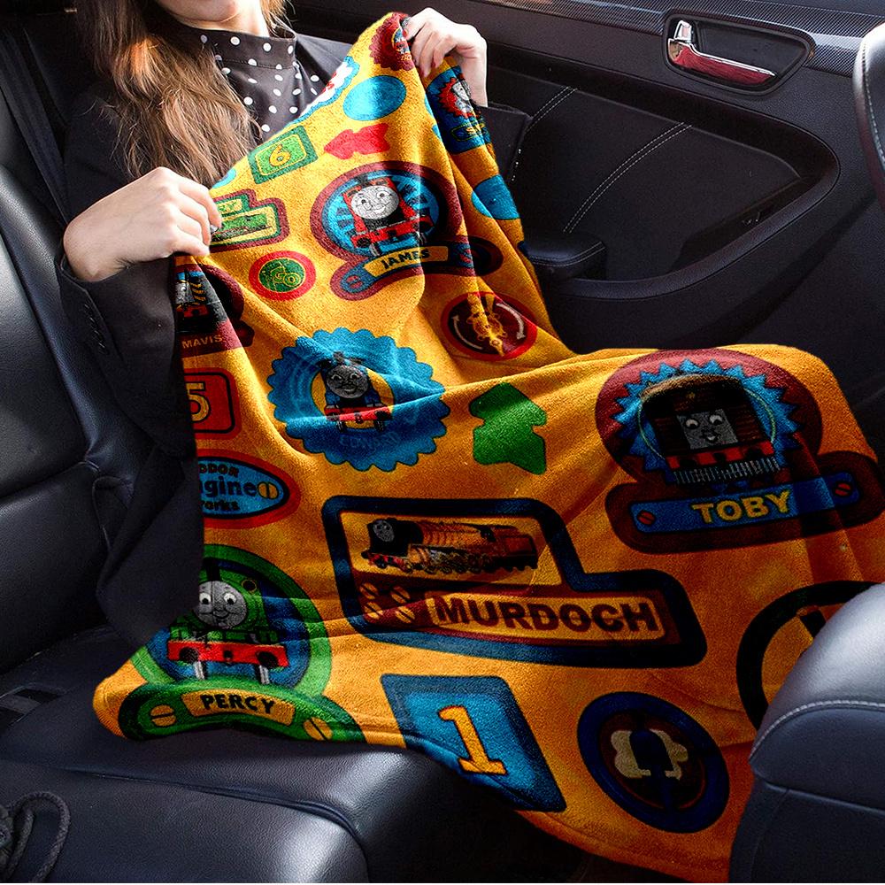 1 stuks Thomas, Friends, Treinen Bedrukt Flanellen Deken, Super Zacht Pluche Beddekking, Vier Seizoenen Dekbed voor Bank, Bed, Kantoor, 41
